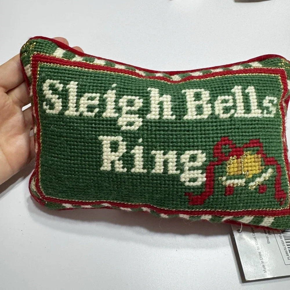 Lot Set 3 Pillows Raise a Little Cane Sleigh Bells Ring Christmas Accent Small